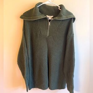 Quarter zip funnel neck chunky sweater